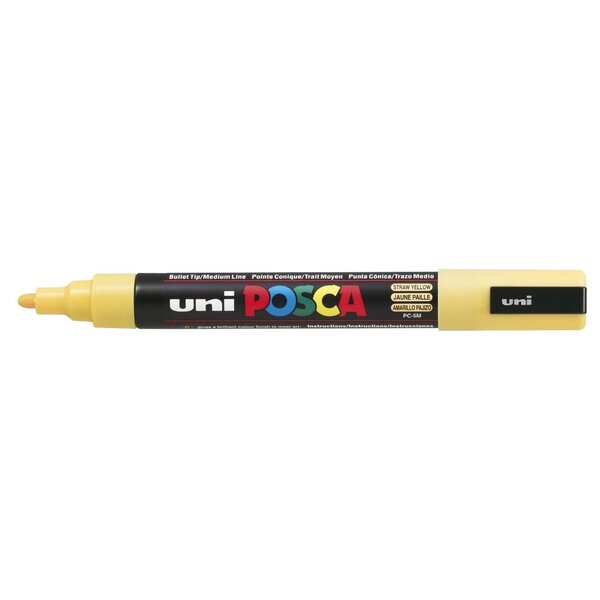 Marqueur pointe conique moyenne POSCA PC5M 1,8 - 2,5mm Jaune Paille x 12 POSCA