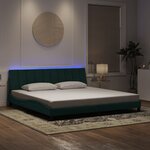 vidaXL Cadre de lit avec lumières LED vert foncé 200x200 cm velours