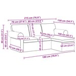 vidaXL Canapé Crème 215 x 138 x 80 cm tissu