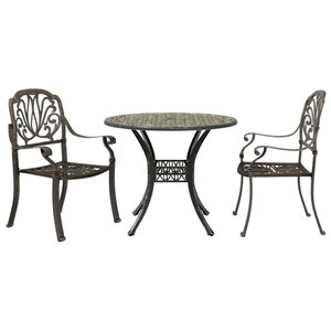 vidaXL Ensemble de bistrot 3 Pièces bronze aluminium coulé