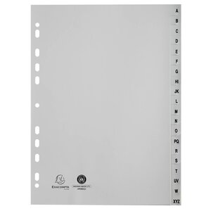 Intercalaires Imprimés Alphabétiques Pp Recyclé - Az 20 Positions - A4 - Gris - X 20 - Exacompta