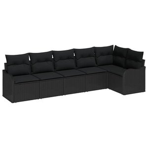 vidaXL Ensemble de canapé de jardin avec stockage 6 Pièces Noir polyrotin