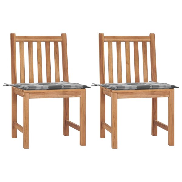 vidaXL Chaises de jardin 2 Pièces avec coussins Bois de teck massif