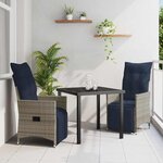 vidaXL Ensemble de salle à manger pour jardin 3 Pièces Gris polyrotin