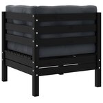 vidaXL Canapé 2 places de jardin et coussins Noir Bois de pin solide