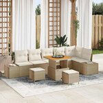 vidaXL Ensemble de canapé de jardin avec coussin 9 Pièces Beige et crème
