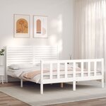 vidaXL Cadre de lit avec tête de lit blanc 160x200 cm bois massif