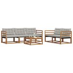 vidaXL Ensemble de canapés d'extérieur 6 Pièces Gris Naturel et Clair