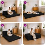 vidaXL Canapé-lit pliable 140 x 67 x 45 cm Noir