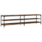 vidaXL Meuble TV chêne fumé 200x30x50 cm bois d'ingénierie et métal