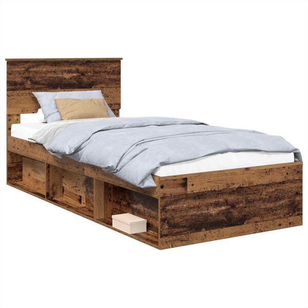 vidaXL Cadre de lit Bois ancien 75 x 190 cm Bois d'ingénierie