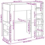 vidaXL Cadre de lit superposé avec bureau Chêne noir 90 x 200 cm