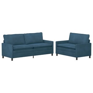 vidaXL Ensemble de Canapés 2 Pièces Bleu Velours