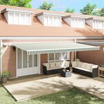 vidaXL Auvent Rétractable with Manuel 600 × 300 cm Vert et blanc