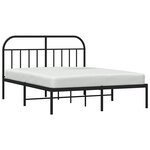 vidaXL Cadre de lit métal sans matelas avec tête de lit noir 150x200cm