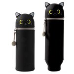 Trousse en Silicone Souple 2-en-1 - chat noir