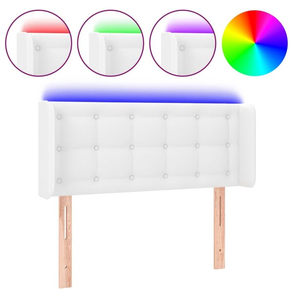vidaXL Tête de lit à LED Blanc 83x16x78/88 cm Similicuir