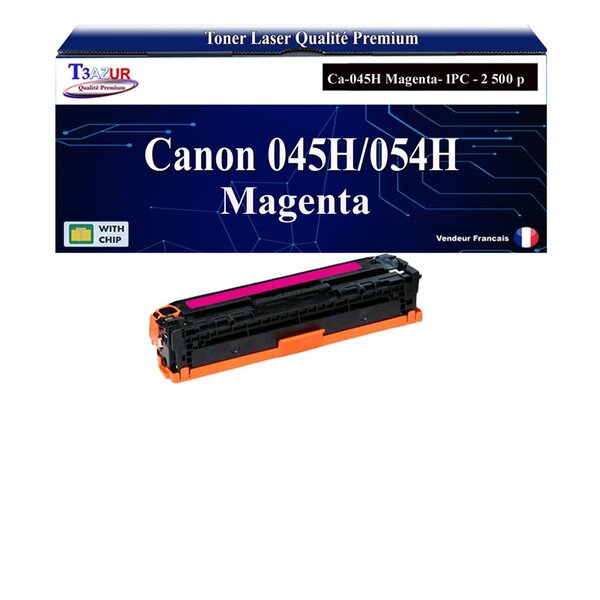 T3AZUR -Toner compatible avec Canon 045H/054H pour Canon LBP611Cn LBP613Cdw LBP621Cw LBP623Cdw MF631Cn MF633Cdw MF635Cx MF641Cw MF643Cdw MF645Cx - Magenta
