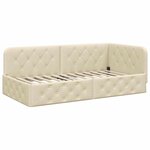 vidaXL Cadre de lit d'angle avec tête de lit Crème 90 x 190 cm tissu