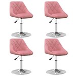 vidaXL Chaises à dîner pivotantes 4 Pièces Rose Velours