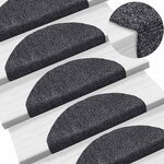 vidaXL Tapis d'escalier autocollants 30 pièces 65 x 21 x 4 cm Gris foncé Demi-rond Grand