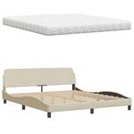 vidaXL Lit avec matelas crème 180x200 cm tissu