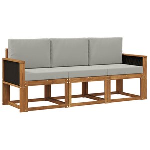 vidaXL Ensemble de canapés d'extérieur 3 Pièces Naturel et gris clair