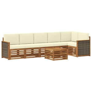 vidaXL Ensemble de canapé d'angle avec coussin 6 Pièces Naturel et Crème