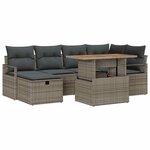 vidaXL Ensemble de canapé de jardin avec coussin 7 Pièces Gris Poly rotin