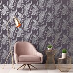 DUTCH WALLCOVERINGS Papier peint Paon Violet et argenté