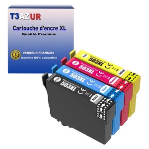 T3azur- 4x cartouches compatibles avec epson 503 xl pour epson expression home xp-5200  xp-5205  workforce wf-2960dwf wf-2965dwf