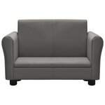 vidaXL Canapé pour enfants avec tabouret Gris Similicuir