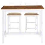 vidaXL Table et chaises de bar 3 Pièces Bois massif Marron et blanc