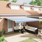 vidaXL Auvent Rétractable avec Bleu et blanc 5 x 3 m Tissu et métal