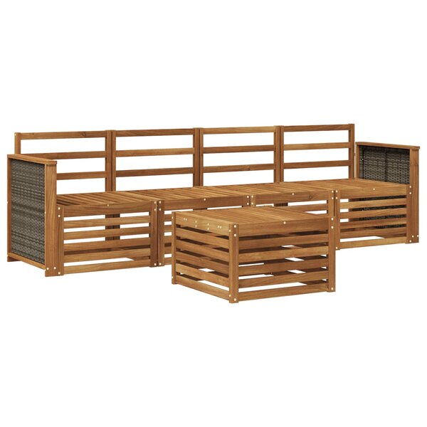 vidaXL Ensemble de canapés d'extérieur 5 Pièces Naturel