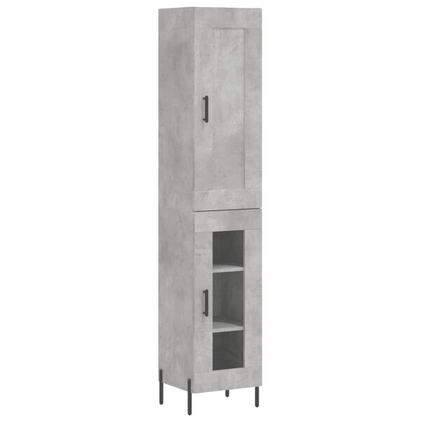 vidaXL Buffet haut Gris béton 34 5x34x180 cm Bois d'ingénierie