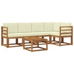vidaXL Ensemble de canapés d'extérieur 6 pc Naturel et Crème