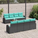 vidaXL Ensemble de canapé de jardin 9 Pièces Noir et turquoise