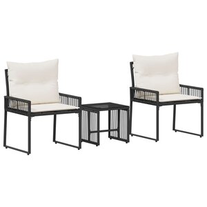 vidaXL Ensemble de meubles d'extérieur 7 Pièces Noir et blanc crème