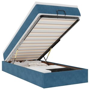 vidaXL Cadre de lit ottoman avec matelas bleu foncé 80x200 cm velours