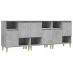 vidaXL Buffets 3 Pièces gris béton 60x35x70 cm bois d'ingénierie