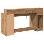 Bureau table poste de travail meuble d'ordinateur informatique étude avec lumières LED chêne artisanal bois d'ingénierie brun 02_0023418