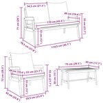 Ensemble Bistro 5 pièces avec coussins en bois d'acacia massif