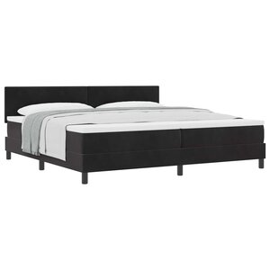 vidaXL Lit à ressorts avec matelas Noir 200 x 200 cm Velours