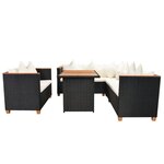 vidaXL Salon de jardin 5 Pièces avec coussins résine tressée noir