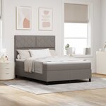 vidaXL Lit à ressorts avec matelas Taupe 140 x 200 cm tissu