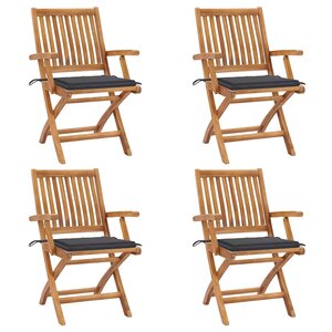 vidaXL Chaises pliables de jardin avec coussins lot de 4 Teck solide
