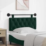 vidaXL Tête de lit suspendue Avec lumière LED Vert foncé Velours