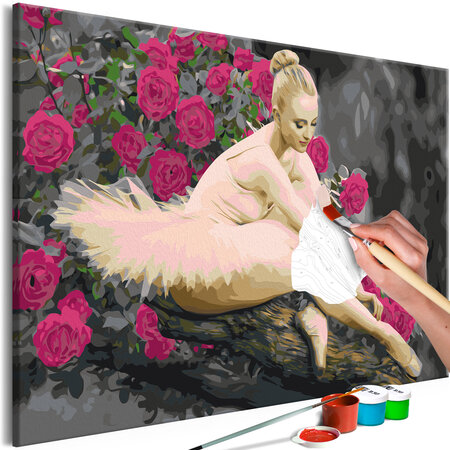 Tableau à peindre par soi-même - rose ballerina l x h en cm 60x40