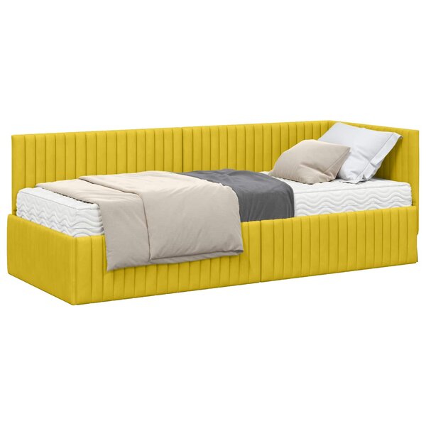 vidaXL Cadre de lit d'angle avec matelas 2 pc Jaune 80 x 200 cm